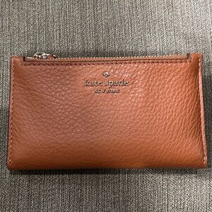 Kate Spade Slim Bifold Wallet Leather Warm Gingerbread NWT